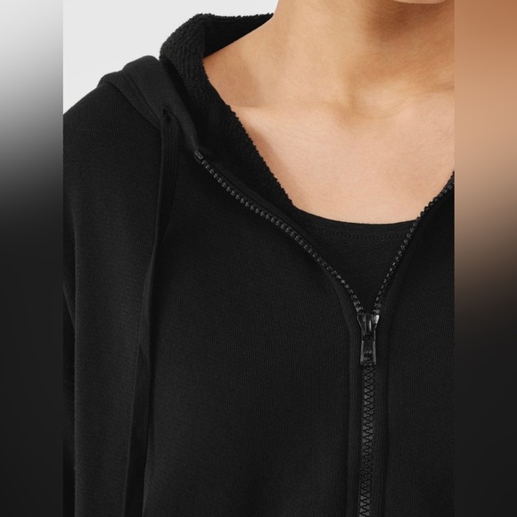 Eileen Fisher 1X Lightweight Organic Cotton Terry Hooded Top black - Picture 5 of 11